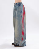 Washed Striped Baggy Jeans | Inflation Streetwear