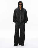 Faux Leather Hooded Bomber Jacket| Inflation Streetwear