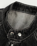 Stand Collar Raw Clasp Denim Jacket | Inflation Streetwear
