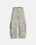Leopard Pattern Cargo Barrel Pants | INFLATION Streetwear