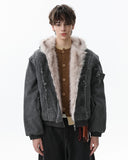 Faux Fur Lined Washed Hooded Jacket | Inflation Streetwear
