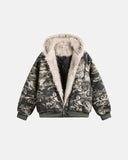 Camo Faux Fur Padded Hooded Jacket | INFLATION Streetwear