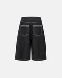 streetwear jorts with multi button closure and structured denim