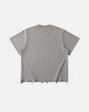Embroidered Frayed Hem Oversized T-Shirt | Inflation Streetwear