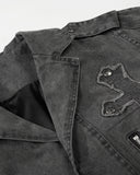 Washed Metal Cross Applique Cargo Jacket | Inflation Streetwear