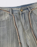 Acid Washed Stripe Baggy Jeans | Inflation Streetwear