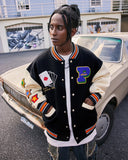 Poker Embroidery Varsity Jacket | Inflation Streetwear