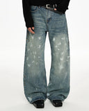 Acid Wash Beaded Studded Flared Baggy Jeans | Inflation Streetwear