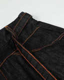 Contrast Stitch Raw Barrel Jeans | Inflation Streetwear