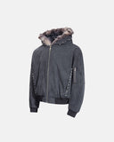 Faux Fur Lined Pearl-Embellished Hooded Jacket | Inflation Streetwear