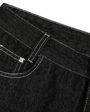 Baggy Denim Jorts with Embroidered Pocket | Inflation Streetwear
