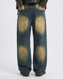 Acid Wash Rhinestone Chain Baggy Jeans | Inflation Streetwear