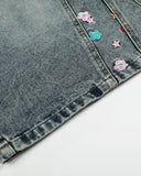 Floral Embroidered Long Baggy Jorts | Inflation Streetwear