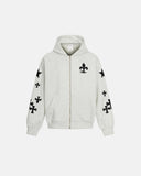 Cross PU Patch Embroidery Zip Up Hoodies | Inflation Streetwear