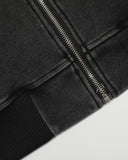 Chain Acid Wash Zip Up Jacket With Fur Collar | Inflation Streetwear