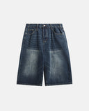 Acid Washed Longline Baggy Denim Jorts | Inflation Streetwear