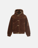 Faux Fur Lined Brown Bomber Jacket