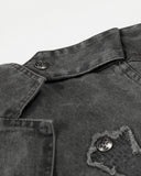 Washed Metal Cross Applique Cargo Jacket | Inflation Streetwear