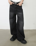 Black Monkey Washed Wide Leg Jeans | INFLATION Streetwear