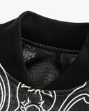 Faux Leather Cross Embroidery Bomber Jacket | Inflation Streetwear