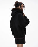 Faux Fur Collar Zip Up Hoodie Jacket  | Inflation Streetwear