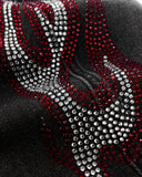 Flame Graphic Rhinestone Barrel Jeans | Inflation Streetewear