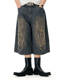 Acid Wash Flame Frayed Jorts | Inflation Streetwear