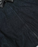 PU Leather Collar Raw Denim Jacket | INFLATION Streetwear