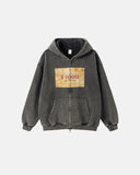 Graphic Acid Wash Zip Up Hoodies | Inflation Streetwear