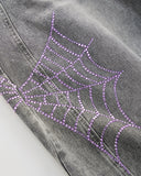 Spider Graphic Rhinestone Barrel Jeans | Inflation Streetewear