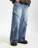 Blue Frayed Acid Wash Pants | Inflation Streetwear