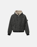 Faux Fur Lined Washed Hooded Jacket | Inflation Streetwear