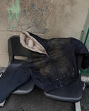 Faux Fur Lined Acid Wash Bomber Jacket | Inflation Streetwear