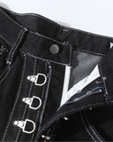 Black Metal Clasp Baggy Jeans | Inflation Streetwear