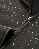 Distressed Washed Fleece Rhinestone Zip Up Hoodies | Inflation Streetwear
