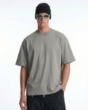 Embroidered Frayed Hem Oversized T-Shirt | Inflation Streetwear