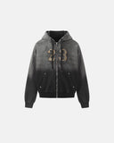 "23" Washed Appliqué Embroidery Zip Up Hoodies | Inflation Streetwear