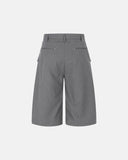 wide leg tailored shorts grey pinstripe fabric