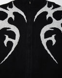 Tribal Flame Jacquard Zip Knit Cardigan | Inflation Streetwear