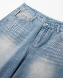 Blue Rhinestone Jeans Shorts | Inflation Streetwear