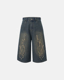 Acid Wash Flame Frayed Jorts | Inflation Streetwear