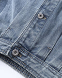 Leather Collar Washed Denim Jacket | Inflation Streetwear