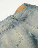 Distressed Pleated Whisker Texture Barrel Jeans | Inflation Streetwear