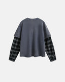 Distressed Plaid Layered Long Sleeve Tees | Inflation Streetwear