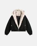 Faux Fur Lined Bomber Hooded Jacket | Inflation Streetwear