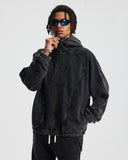 Distressed Stiching Aicd Wash Zip Up Hoodies | Inflation Streetwear