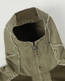 High Neck Distressed Washed Hooded Jacket | Inflation Streetwear