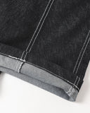 dark denim straight-leg jeans with structured fit and minimalist streetwear design