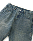 Acid Wash Beaded Studded Flared Baggy Jeans | Inflation Streetwear