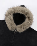 Faux Fur Collar Acid Wash Zip Up Hoodies | Inflation Streetwear